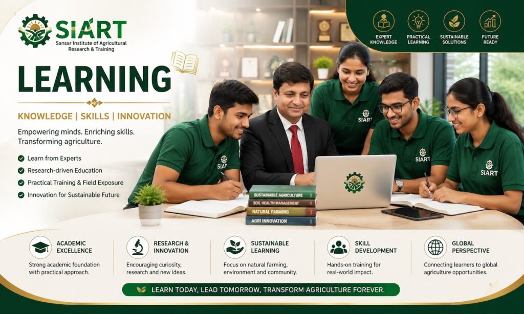 Rajeev Singh conducting a SIART learning and agricultural education session with students and researchers focused on sustainable farming biofertilizers soil health innovation research and practical agricultural training.