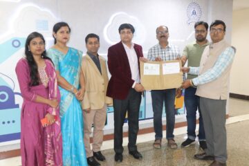 Rajeev Singh, Founder and Director of Sansar Green Mission Pvt. Ltd., with the Chairman of CIIE and professors at IIT (ISM) Dhanbad during discussions on AI, robotics, and real-time soil intelligence solutions for Indian agriculture.